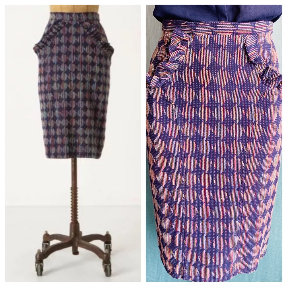 ❌sold❌ Eva Franco Rainbow Ruffle Pencil Skirt - Picture 1 of 8